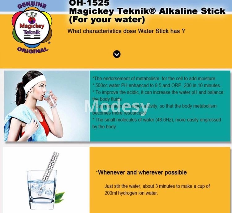 OH-1525, Bâton Magickey Teknik® pour eau  ALCALINE / Hydrogène et eau ionisée