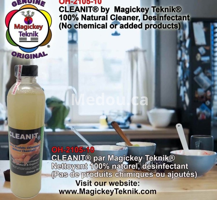 OH-2100, 77ml  avec pulvérisateur,  CLEANIT® de Magickey Teknik® Nettoyant désinfectant 100% naturel, antiseptique,