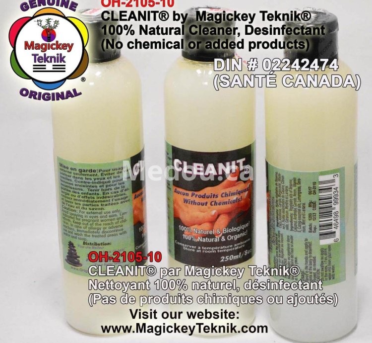OH-2100, 77ml  avec pulvérisateur,  CLEANIT® de Magickey Teknik® Nettoyant désinfectant 100% naturel, antiseptique,