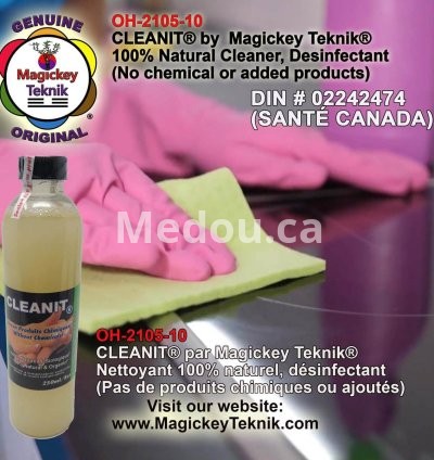 OH-2100, 77ml  avec pulvérisateur,  CLEANIT® de Magickey Teknik® Nettoyant désinfectant 100% naturel, antiseptique, 6