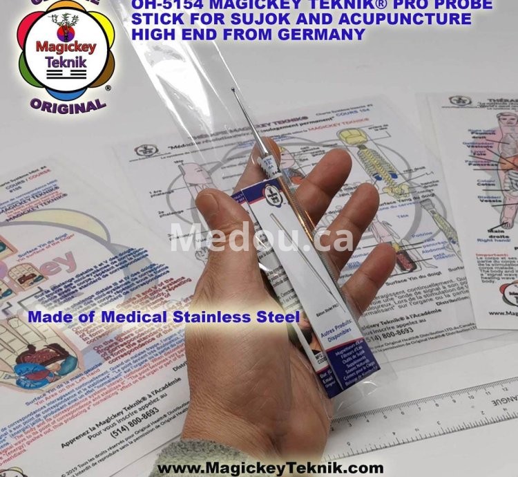 OH-5154 – Sonde Thérapeutique Professionnelle Magickey Teknik® & Sujok, PRO Probe Stick en Acier Médical Inoxydable