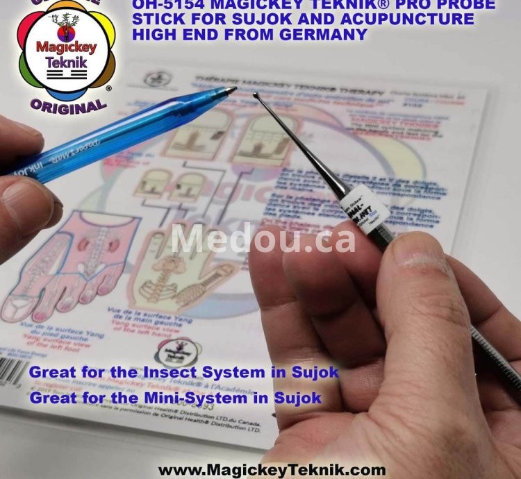 OH-5154 – Sonde Thérapeutique Professionnelle Magickey Teknik® & Sujok, PRO Probe Stick en Acier Médical Inoxydable