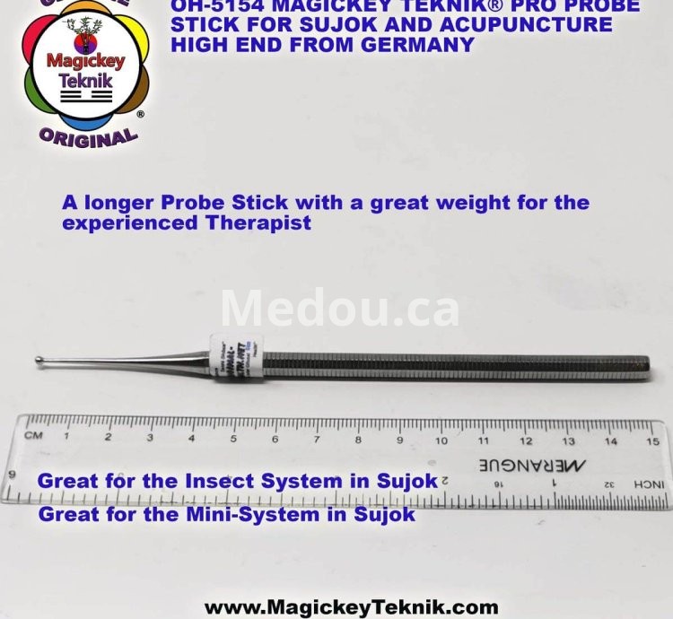 OH-5154 – Sonde Thérapeutique Professionnelle Magickey Teknik® & Sujok, PRO Probe Stick en Acier Médical Inoxydable