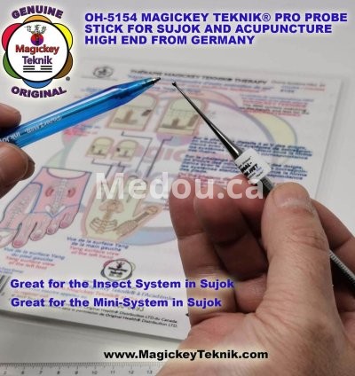 OH-5154 – Sonde Thérapeutique Professionnelle Magickey Teknik® & Sujok, PRO Probe Stick en Acier Médical Inoxydable 6