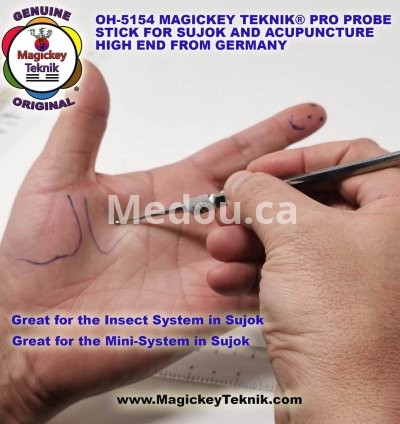 OH-5154 – Sonde Thérapeutique Professionnelle Magickey Teknik® & Sujok, PRO Probe Stick en Acier Médical Inoxydable 8