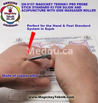 OH-5157 – un stylet de pression et Massager Magickey Teknik® & Sujok avec Rouleau Latéral 7