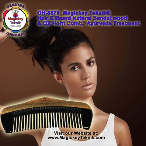 OH-8879 – Peigne en bois de santal & corne naturelle 10