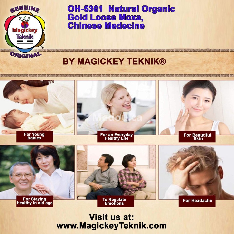 OH-5361 – Moxa natural orgánica color dorado, Magickey Teknik®, para Sujok, Magickey Teknik, medicina china, moxibustión y termoterapia