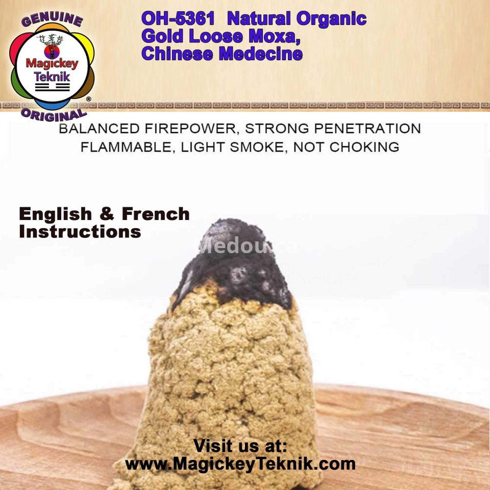 OH-5361 – Moxa natural orgánica color dorado, Magickey Teknik®, para Sujok, Magickey Teknik, medicina china, moxibustión y termoterapia