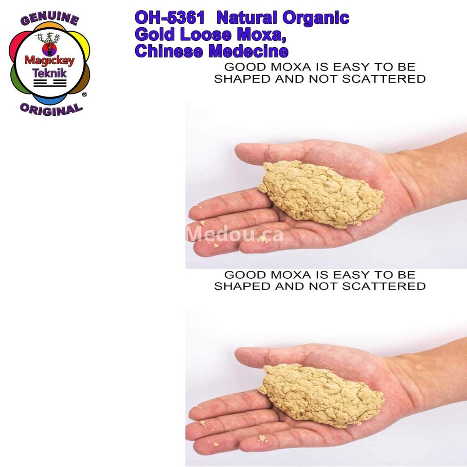 OH-5361 – Moxa natural orgánica color dorado, Magickey Teknik®, para Sujok, Magickey Teknik, medicina china, moxibustión y termoterapia